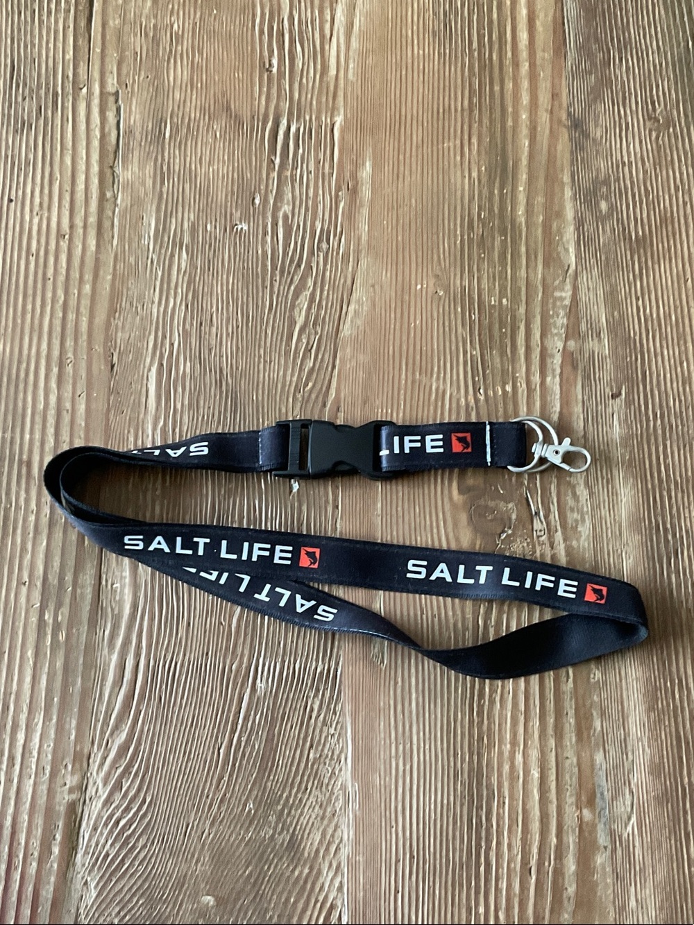Salt Life Black Lanyard with Red Logo and Metal Swivel Hook quick release